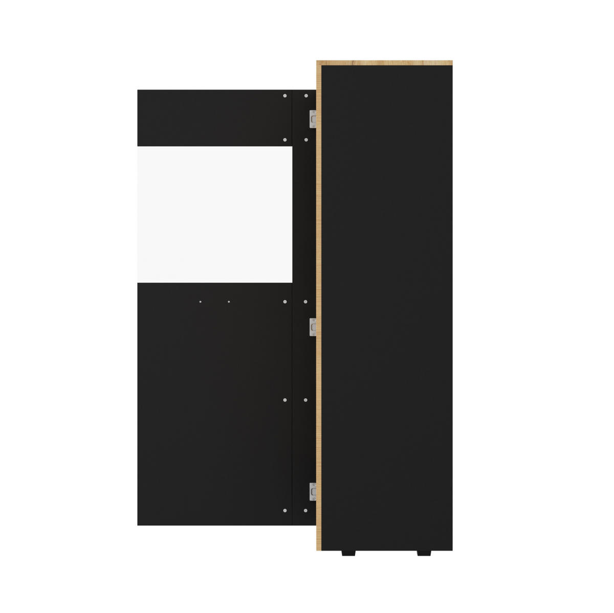 SCHUHSCHRANK 80/40/146 cm in Schwarz/Natur mit LED-Beleuchtung und Glastür - Schwarz, Holzwerkstoff (80/146/40cm) - Flora Grace