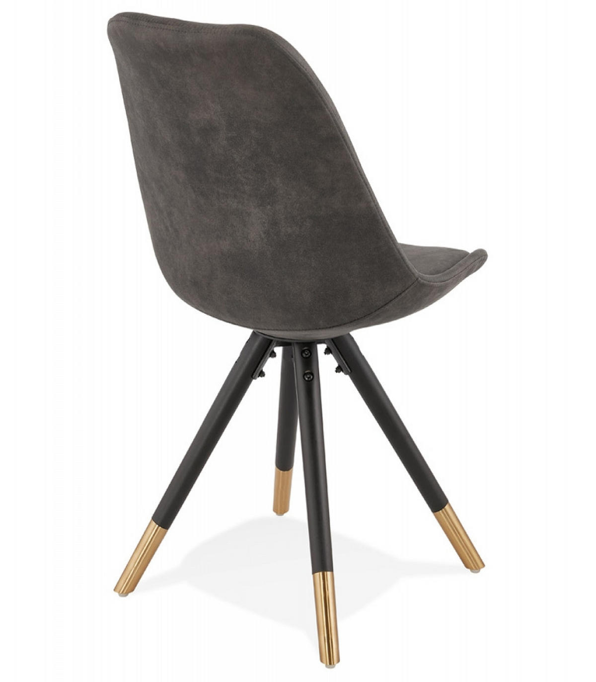 STUHL Holzgestell mit Goldakzenten Mikrofaserbezug gepolstert, Anthrazit 48x56x83 cm - Anthrazit/Schwarz, Holz/Buchenholz (48/83/56cm) - KADIMA DESIGN