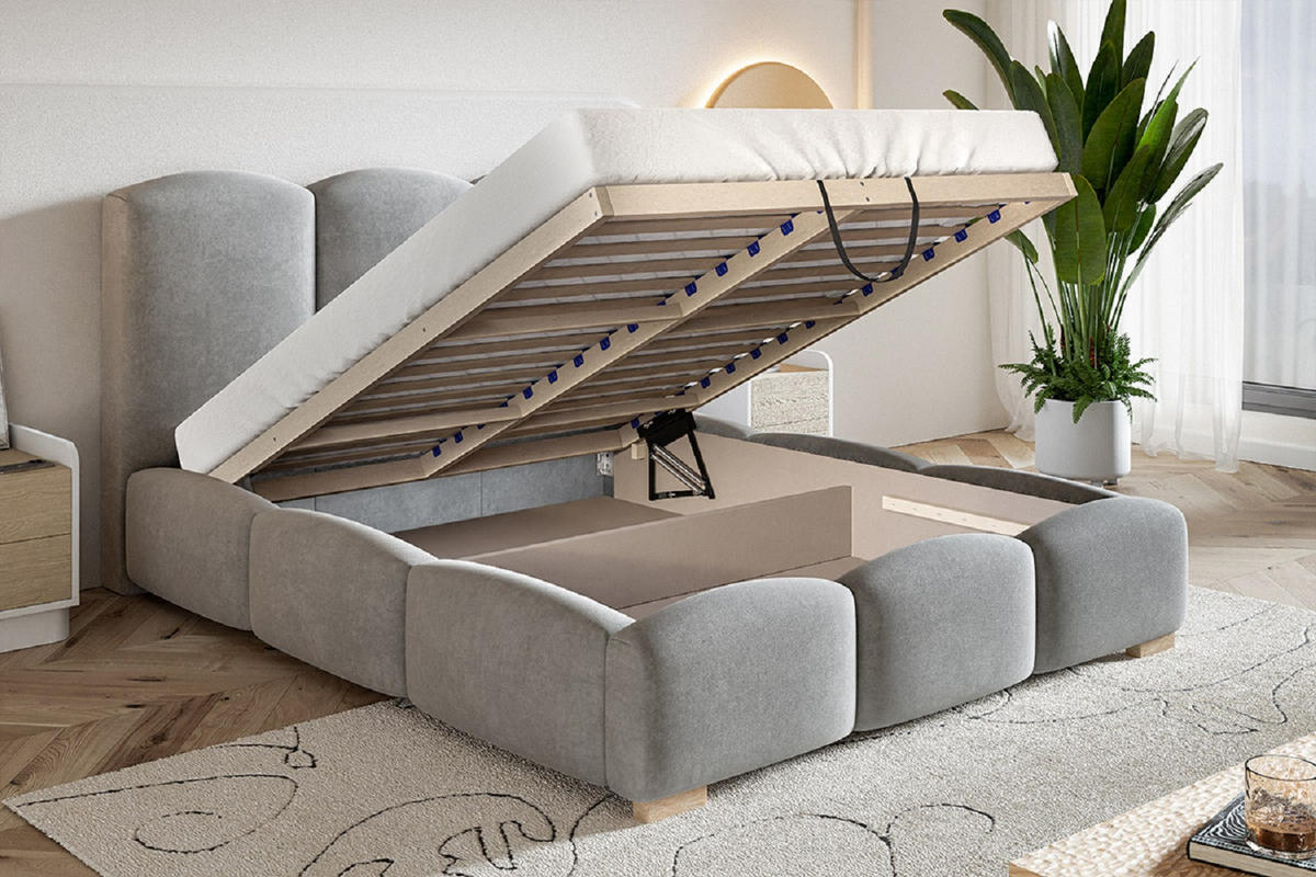 POLSTERBETT 140x200 cm Roma, Bettkasten, Lattenrost, Beige - Beige, Holz/Textil (140/200cm) - Emporius