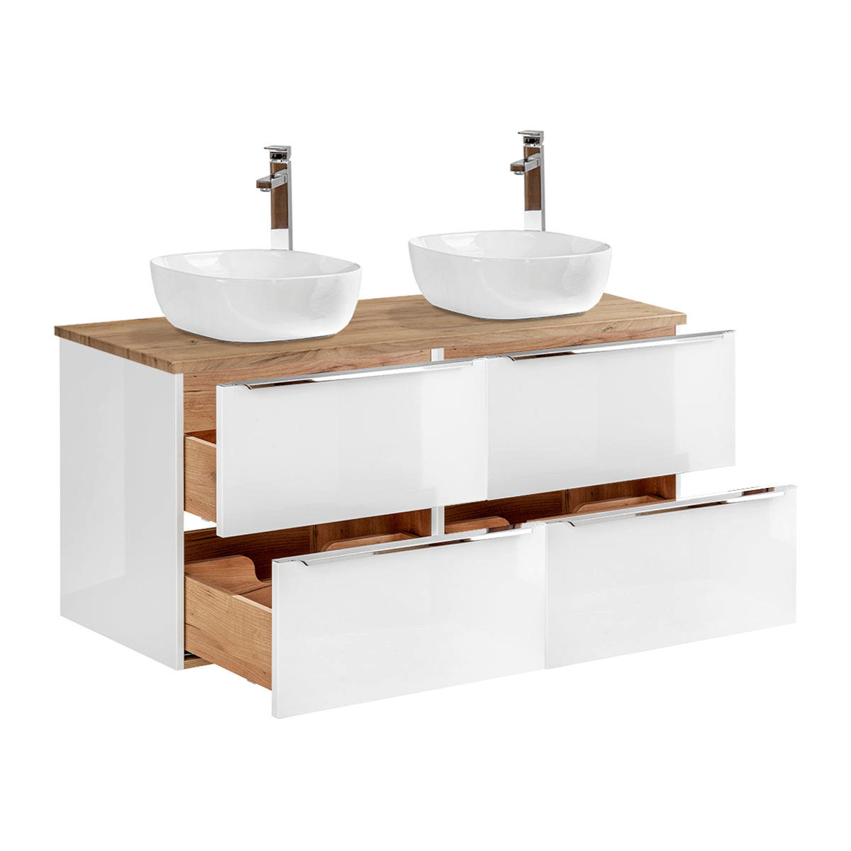 DOPPELWASCHTISCH 120.4cm April Weiß - Weiß, Holzwerkstoff (120.4/59/46cm) - Petits-meubles
