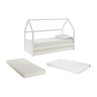 HAUSBETT - 1 Person - Holz, Platte - Weiß - - Weiß, Holz (90/190cm) - Vente-Unique
