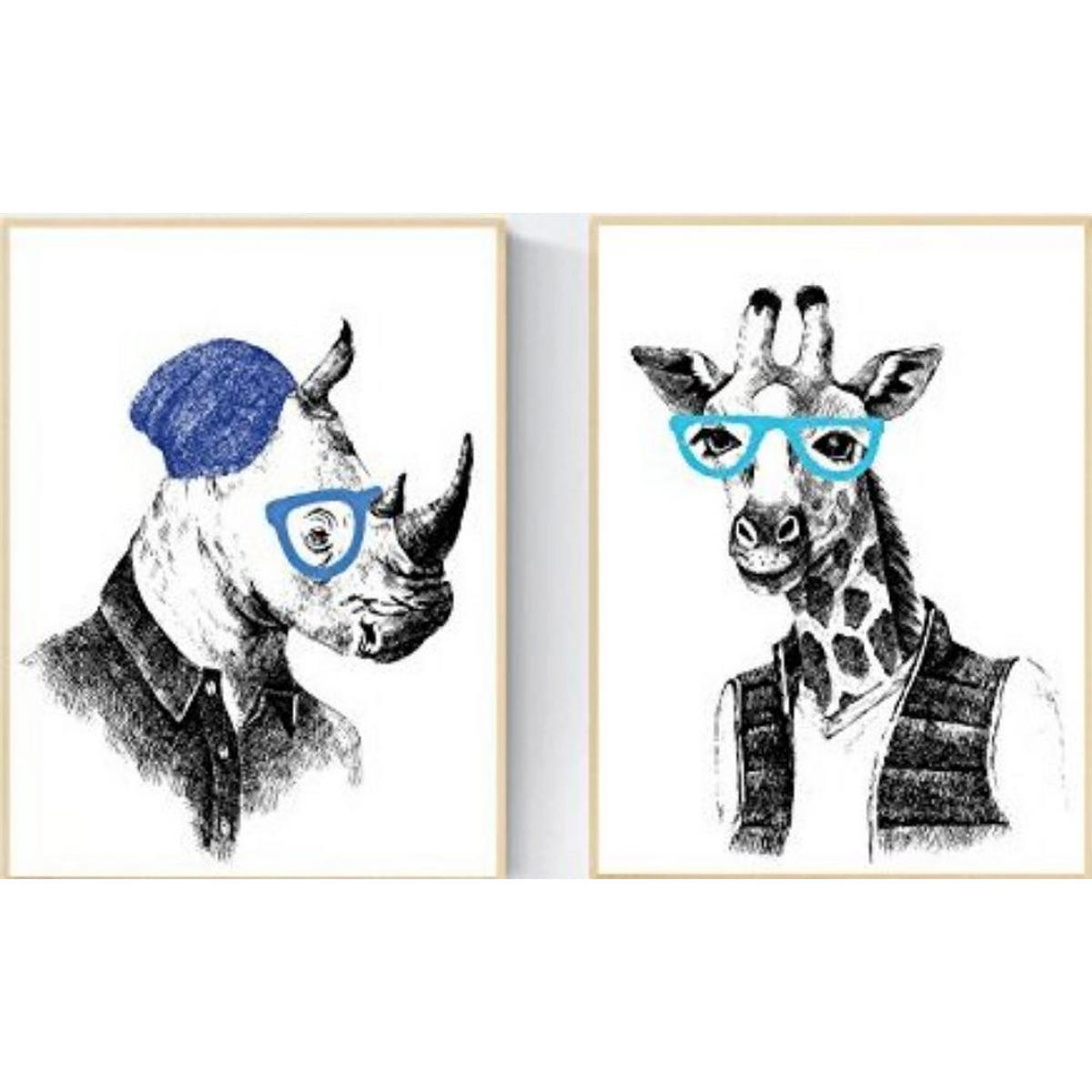 POSTER Set Mit 2 Illustrated Tiere Set 2 A4 Rahmenlos - Klar, Papier (29.7/5/21cm) - Nacnic
