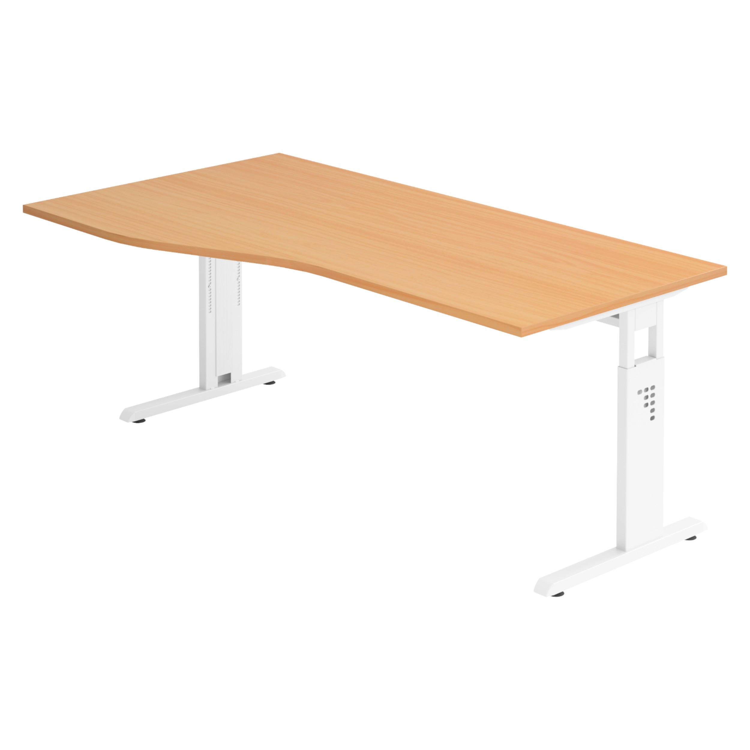 SCHREIBTISCH Serie-O 100/180/74 cm in Buchefarben/Weiß - Buchefarben/Weiß, Holzwerkstoff (100/180/74cm) - bümö