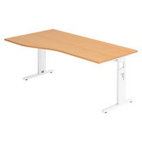 SCHREIBTISCH Serie-O 100/180/74 cm in Buchefarben/Weiß - Buchefarben/Weiß, Holzwerkstoff (100/180/74cm) - bümö
