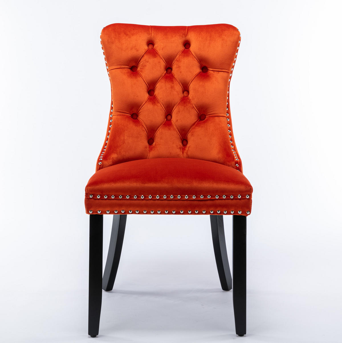 STUHL mit hoher Rückenlehne Samt Orange 2er-Set - Orange, Holz (50/95/65cm) - Meubliv