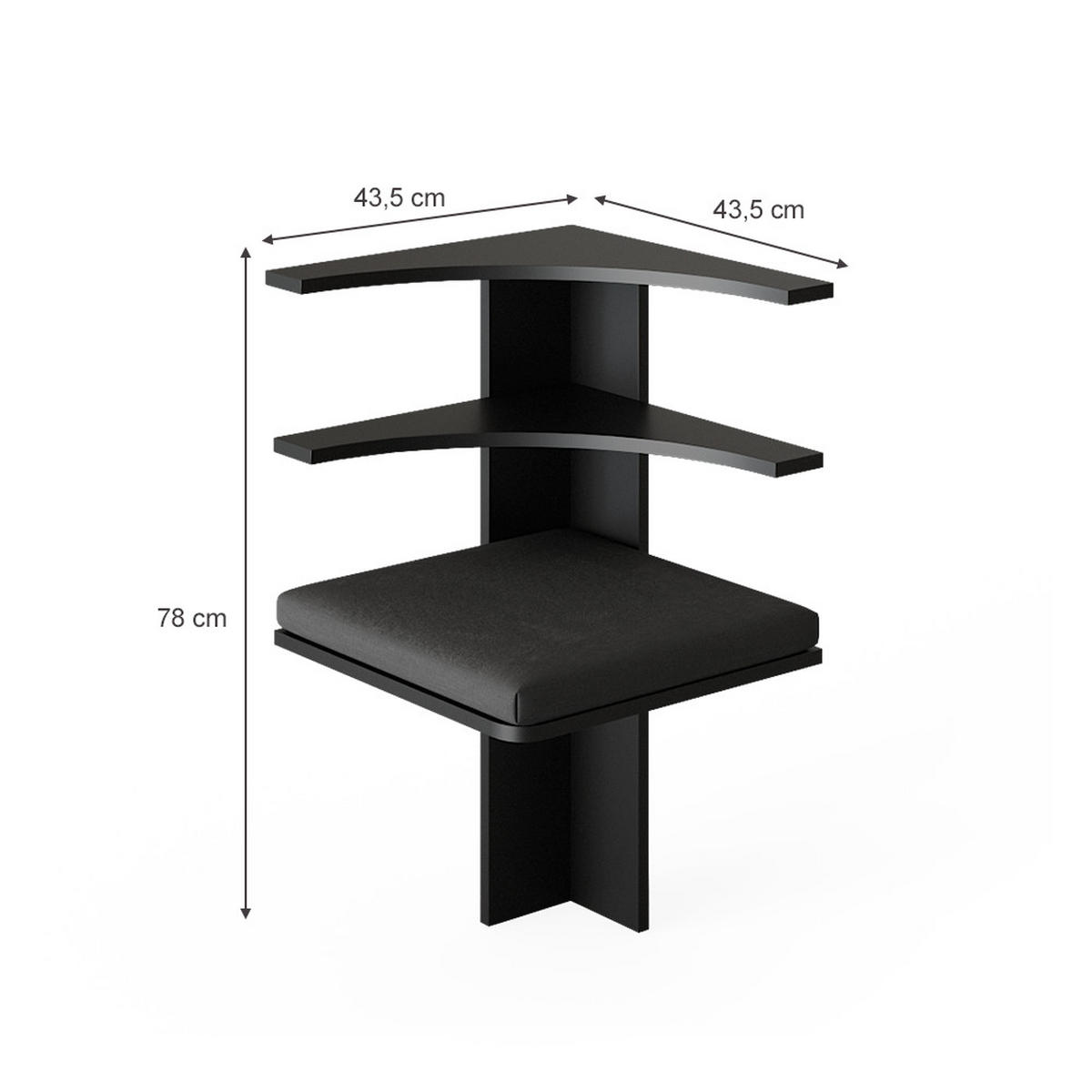 ESSZIMMER-ECKBANK Roman Schwarz 43.5 x 43.5 cm - Schwarz, Holzwerkstoff (43.5/43.5cm) - Vicco