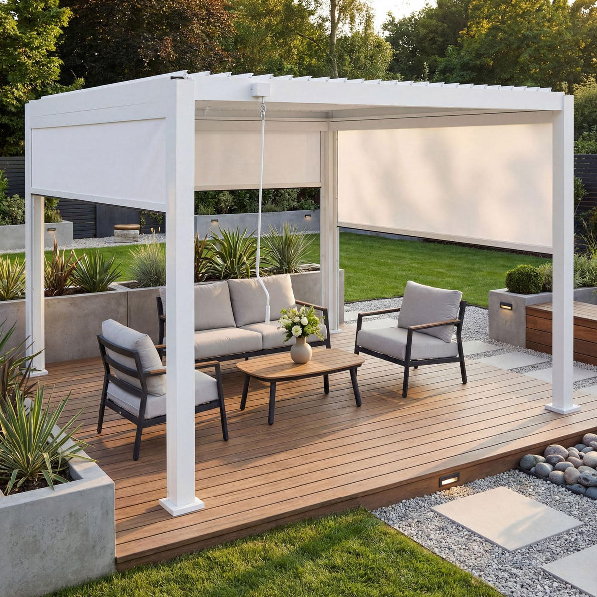 SEITENWAND FÜR PERGOLA Weiß - Weiß, Textil (275/217/10cm) - MCW