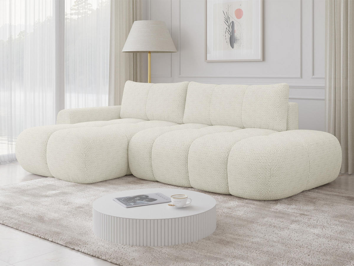 ECKSOFA Mitto O, Seite: Links - Creme/Schwarz, Holz/Kunststoff (285/172cm) - MIRJAN24