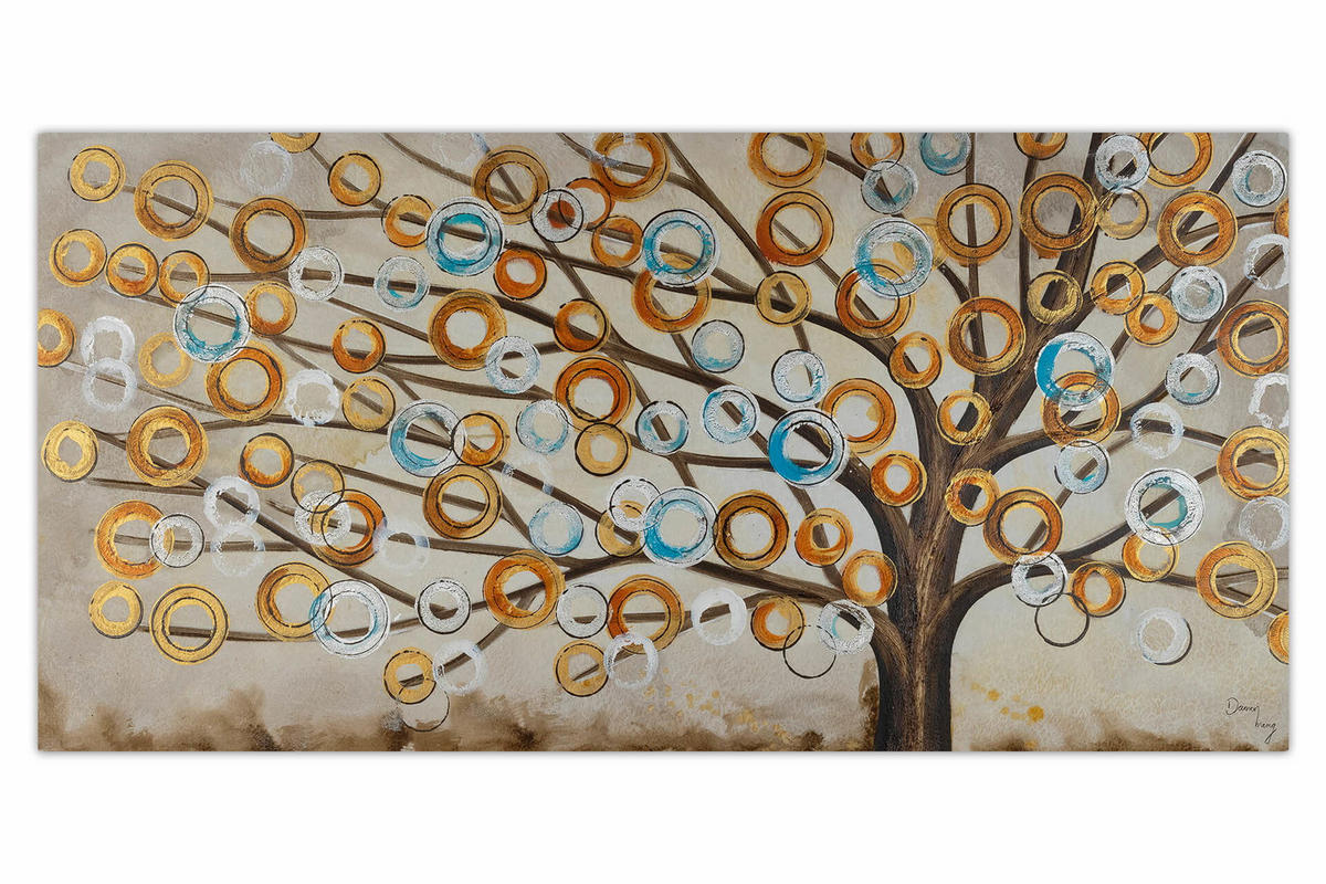 ACRYLBILD HANDGEMALT 140/70 cm - Beige/Kupferfarben, Holz/Textil (140/70cm) - KUNSTLOFT