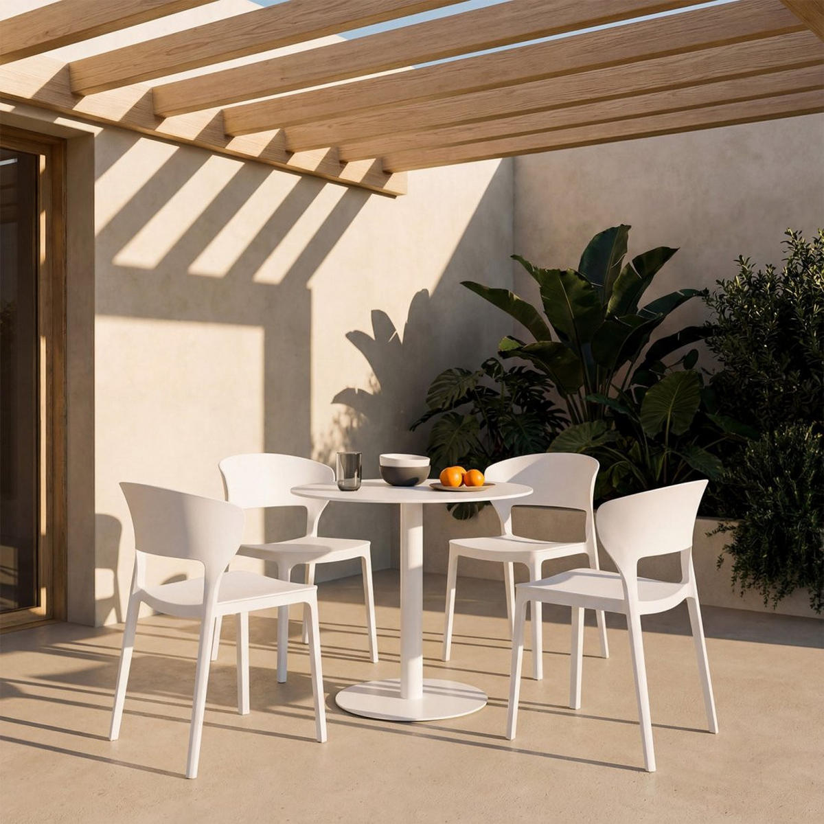 STUHL FÜR DRAUSSEN Serin Weiß 48 cm x 76 cm - Weiß, Kunststoff (48/76/52cm) - Klast Home