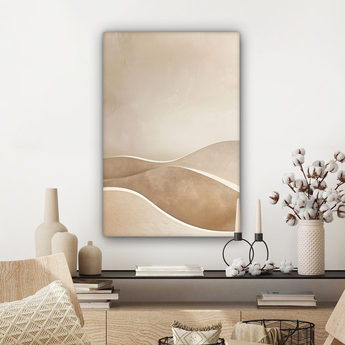 LEINWANDBILD Beige - Natur - Abstrakt - Modern 40x60 cm - Beige, Textil (40/60cm) - MuchoWow