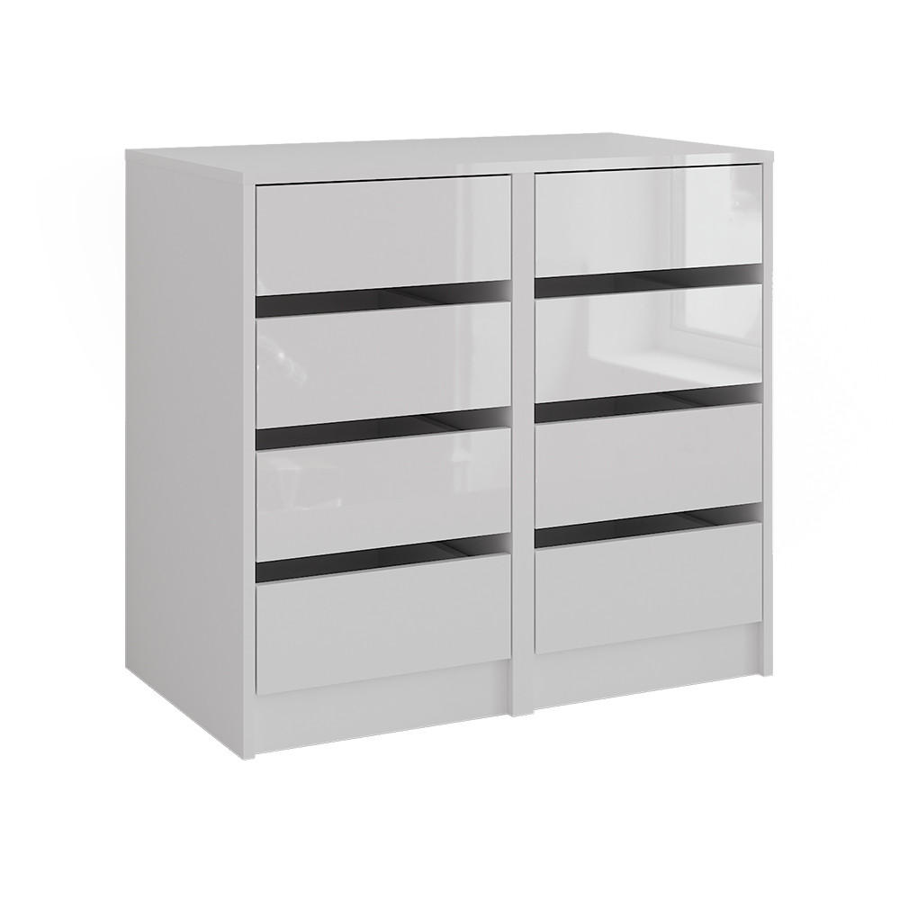 KOMMODE Sherry Weiß/Weiß Hochglanz 80.2 x 76 cm 2er-Set - Weiß Hochglanz, Holzwerkstoff (50.1cm) - Vicco