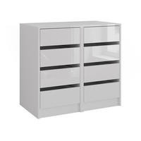 KOMMODE Sherry Weiß/Weiß Hochglanz 80.2 x 76 cm 2er-Set - Weiß Hochglanz, Holzwerkstoff (50.1cm) - Vicco