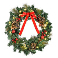 KÜNSTLICHER Weihnachtskranz mit 20 LEDs Grün 60.0/60.0/2.54 cm - Grün, Kunststoff (60cm)