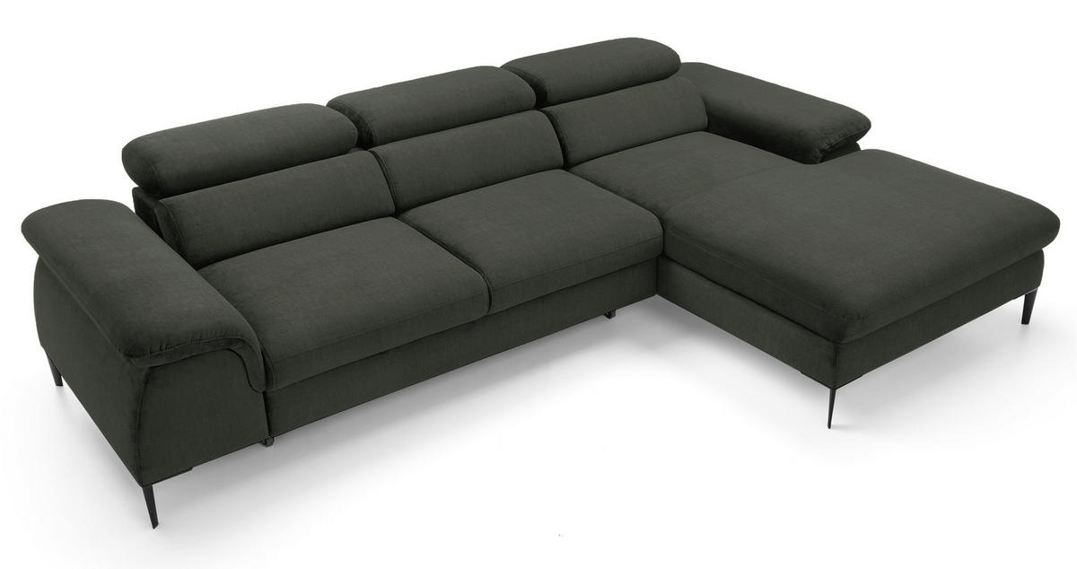 ECKSOFA L-Form 290 cm Amaro M mit Schlaffunktion, Rechts, Grün - Grün, Holz (182/288cm) - Emporius