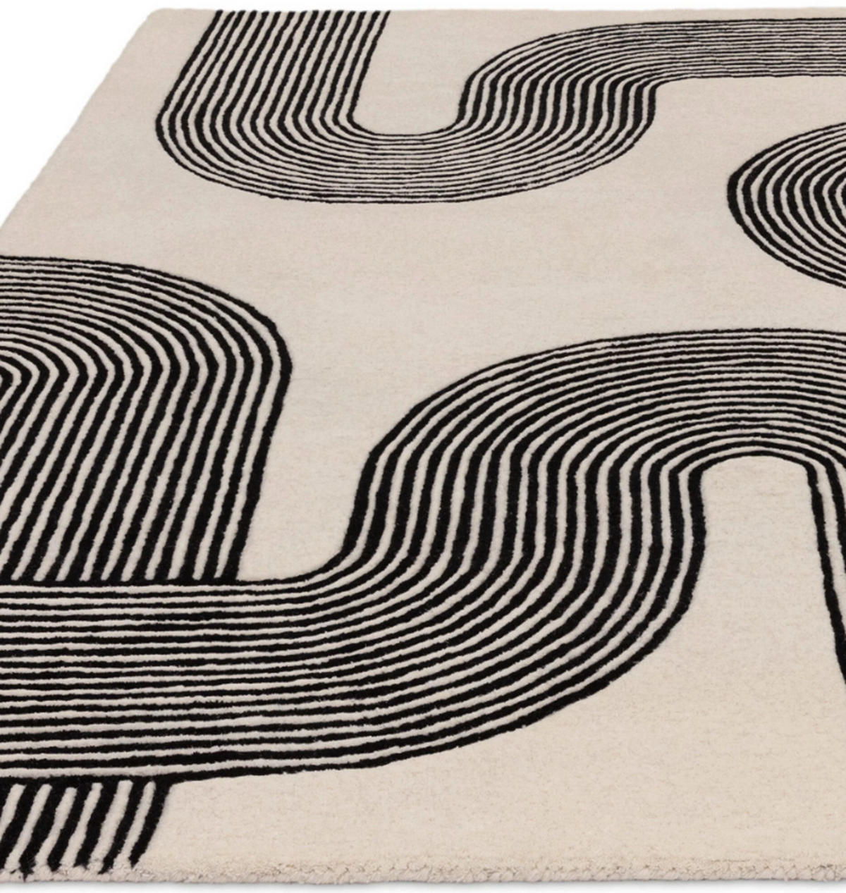 TEPPICH modern handgetuftet Wolle CROOK Schwarz 160 x 230 cm - Schwarz, Naturmaterialien (160/230cm) - Novatrend