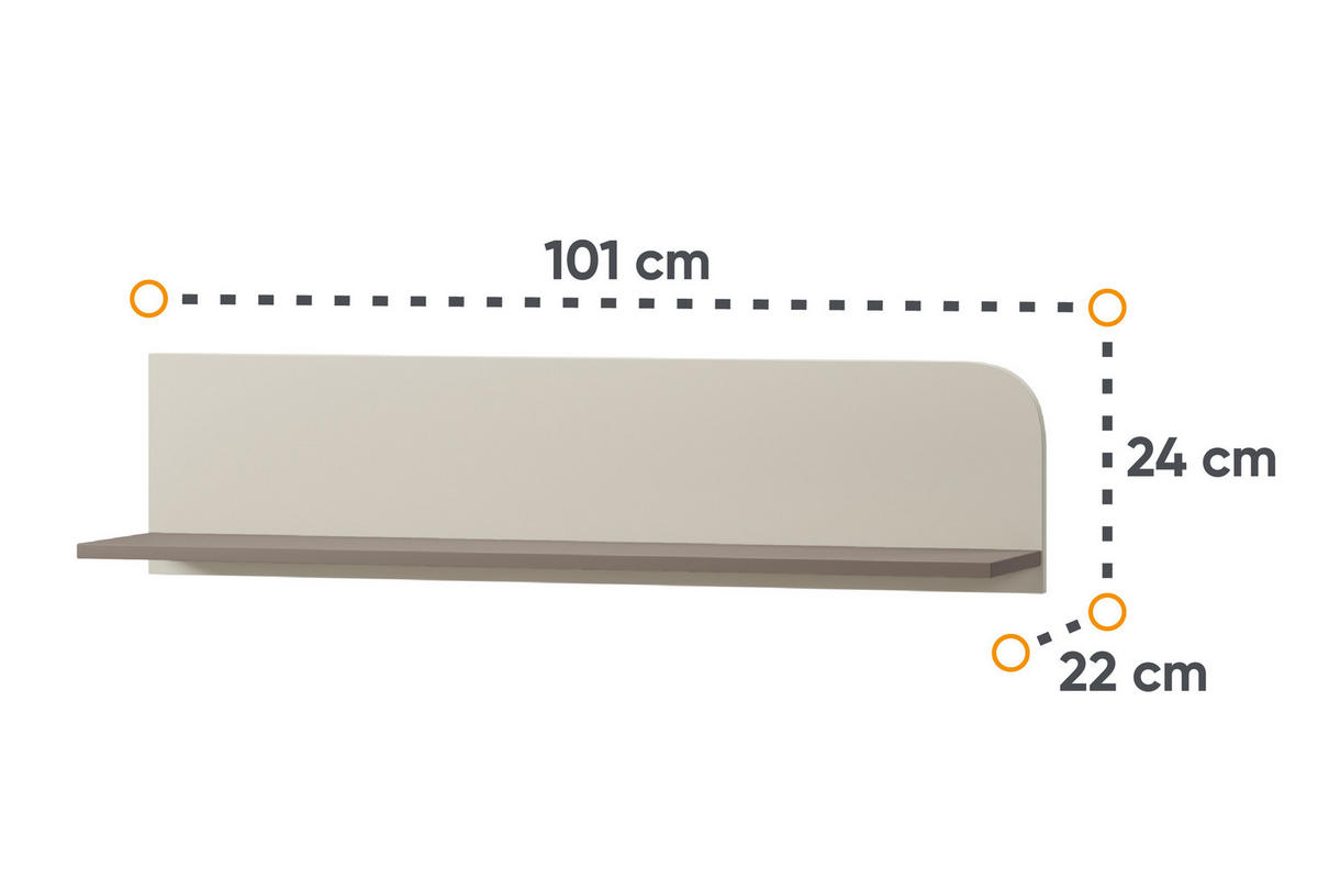 WANDREGAL CATTA für Jugendliche, Cremefarben - Creme, Holz (101/24/22cm) - KONSIMO®