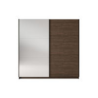 SCHWEBETÜRENSCHRANK ARLO I 200/207 cm in Nussbaum mit Spiegel - Nussbaumfarben, Holzwerkstoff (201/59/207cm) - Deine Möbel 24