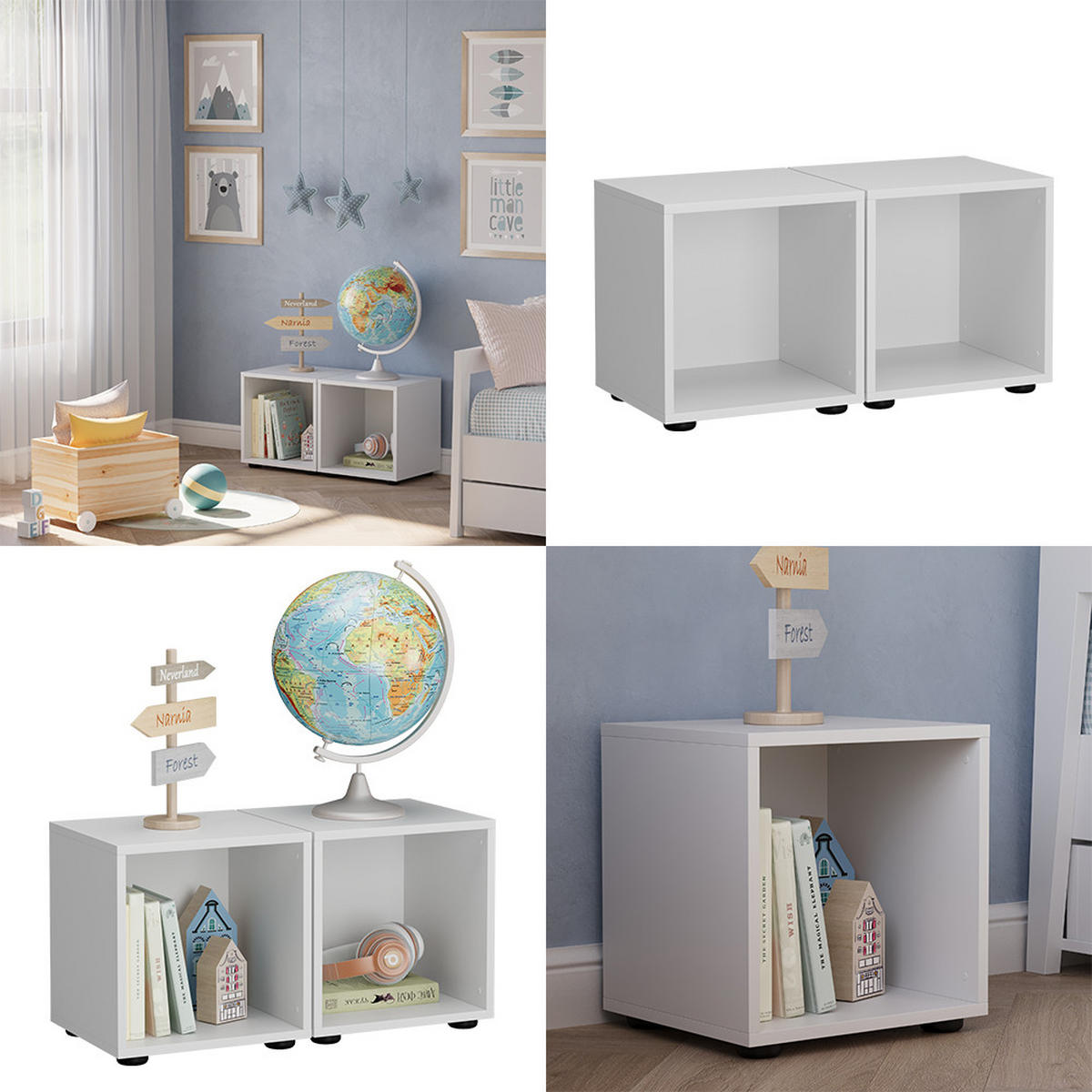 KINDERREGAL Estell Weiß 36.4 x 38.2 cm 2-er Set - Weiß, Holzwerkstoff (36.4/38.2/32.1cm) - Vicco