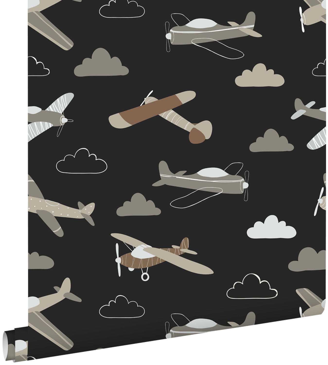 TAPETE Flugzeuge 50 x 900 cm - Schwarz, Papier (50/0.1cm) - ESTAhome