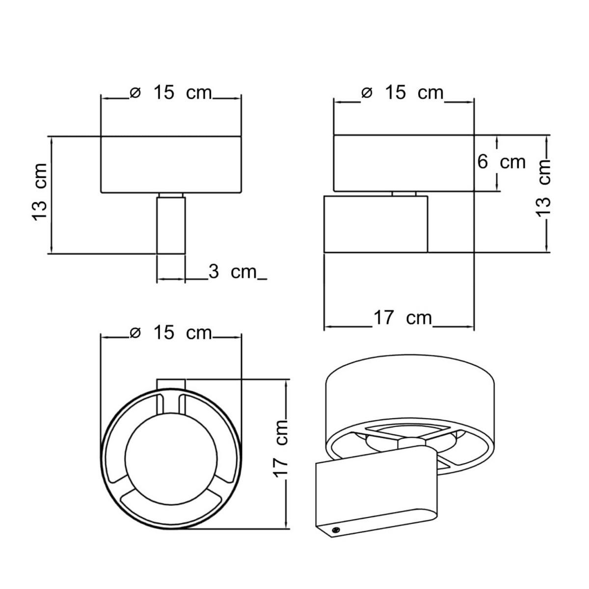 WANDLEUCHTE Prins, Schwarz, 17cm - Schwarz, Metall (15/13/17cm) - KOSILUM