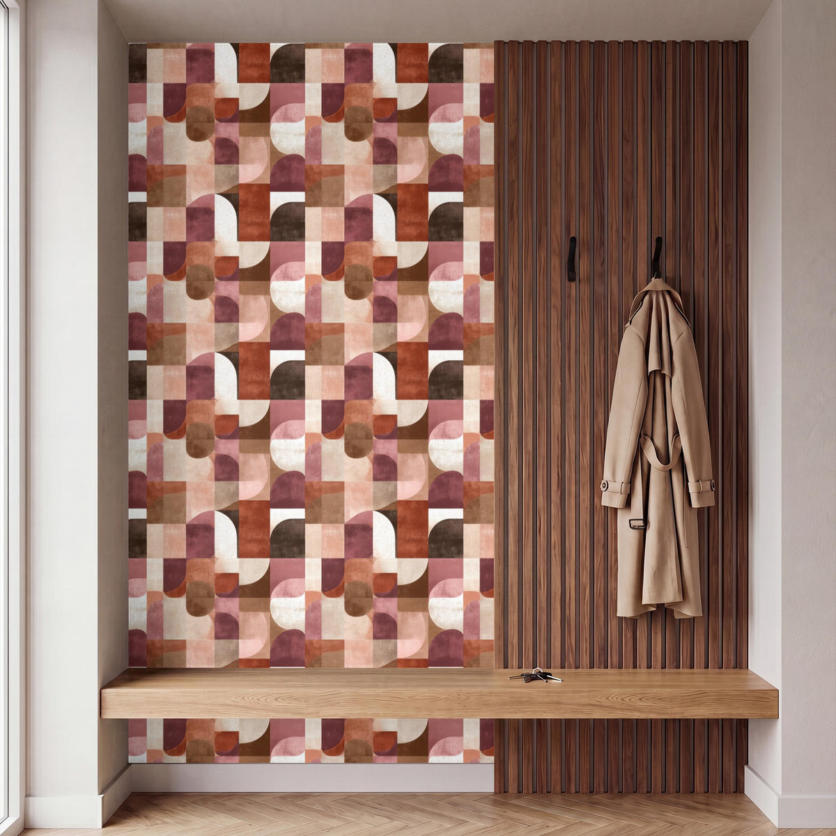 TAPETE - Geometrie - Modern - Retro - 140x300 cm - Multicolor, Papier (140/300cm) - OnlyWow