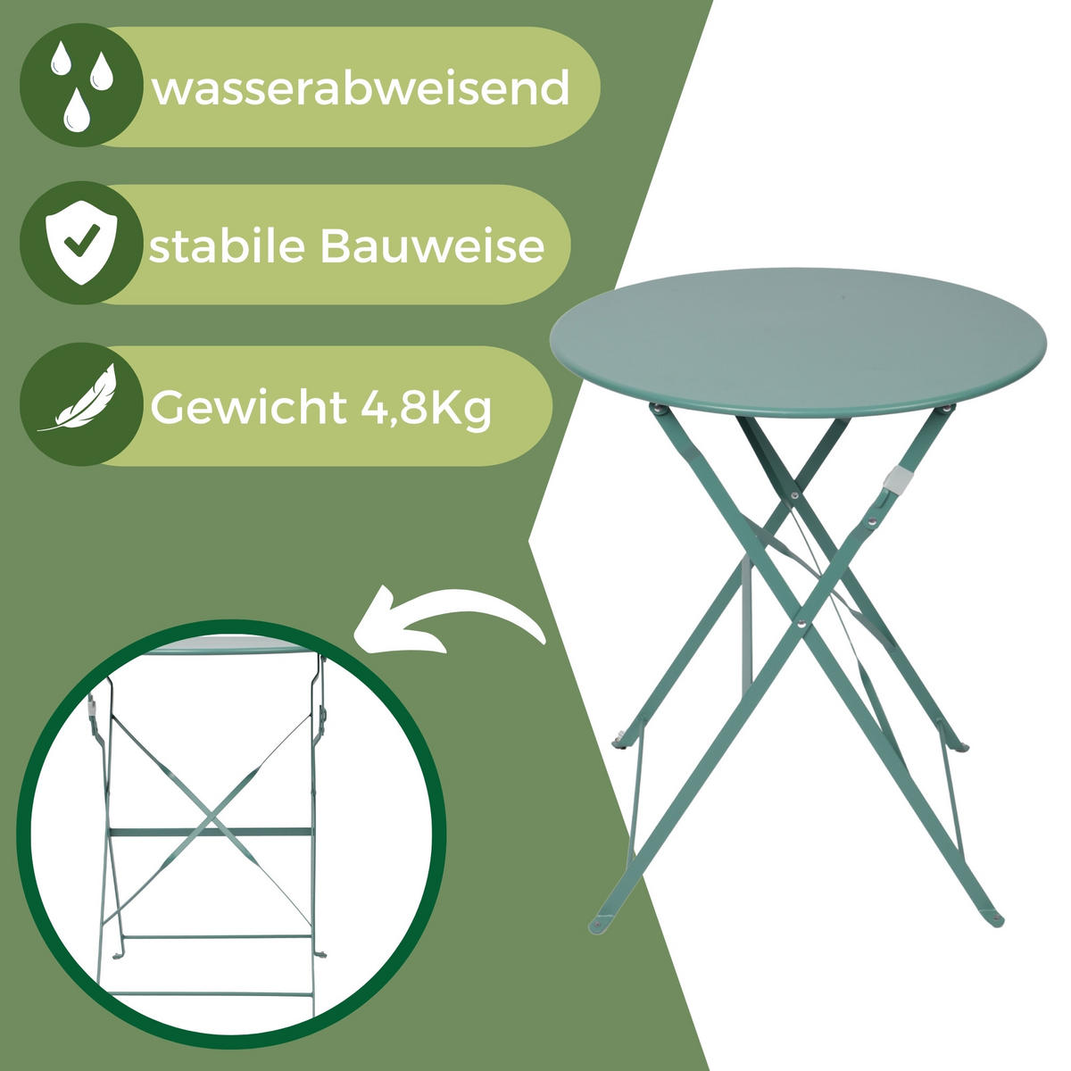 BISTRO SET Grün - Grün, Metall - Albatros