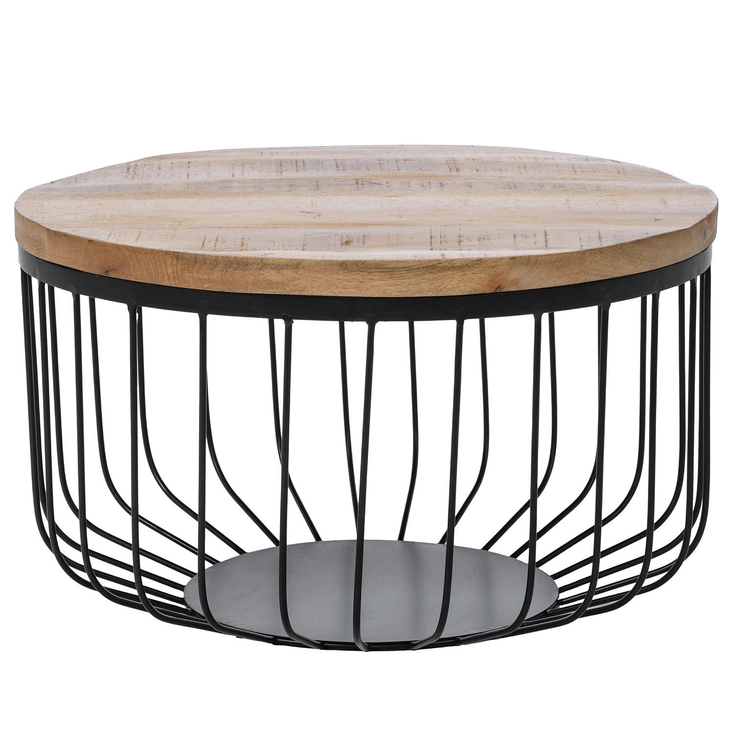 HOME24 Couchtisch ROWER - Schwarz/Braun, Holz/Metall (58/58/33cm) - home24