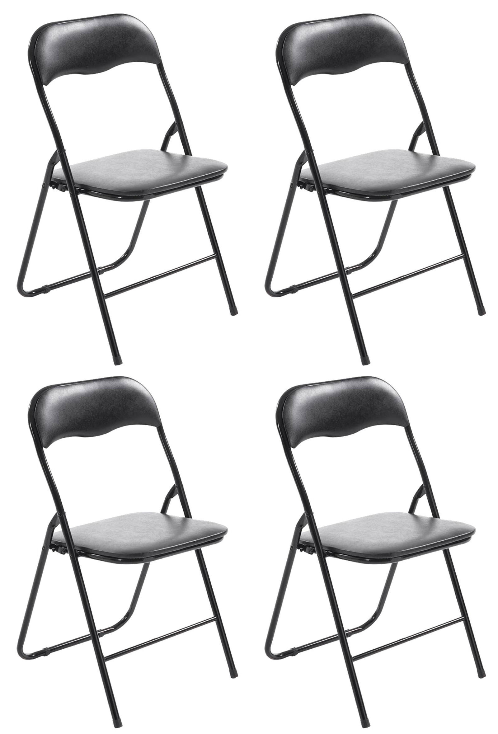 BESUCHERSTUHL 4er Set Lederlook schwarz/schwarz - Schwarz, Textil/Metall (45/78/45cm) - CLP