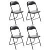 BESUCHERSTUHL 4er Set Lederlook schwarz/schwarz - Schwarz, Textil/Metall (45/78/45cm) - CLP