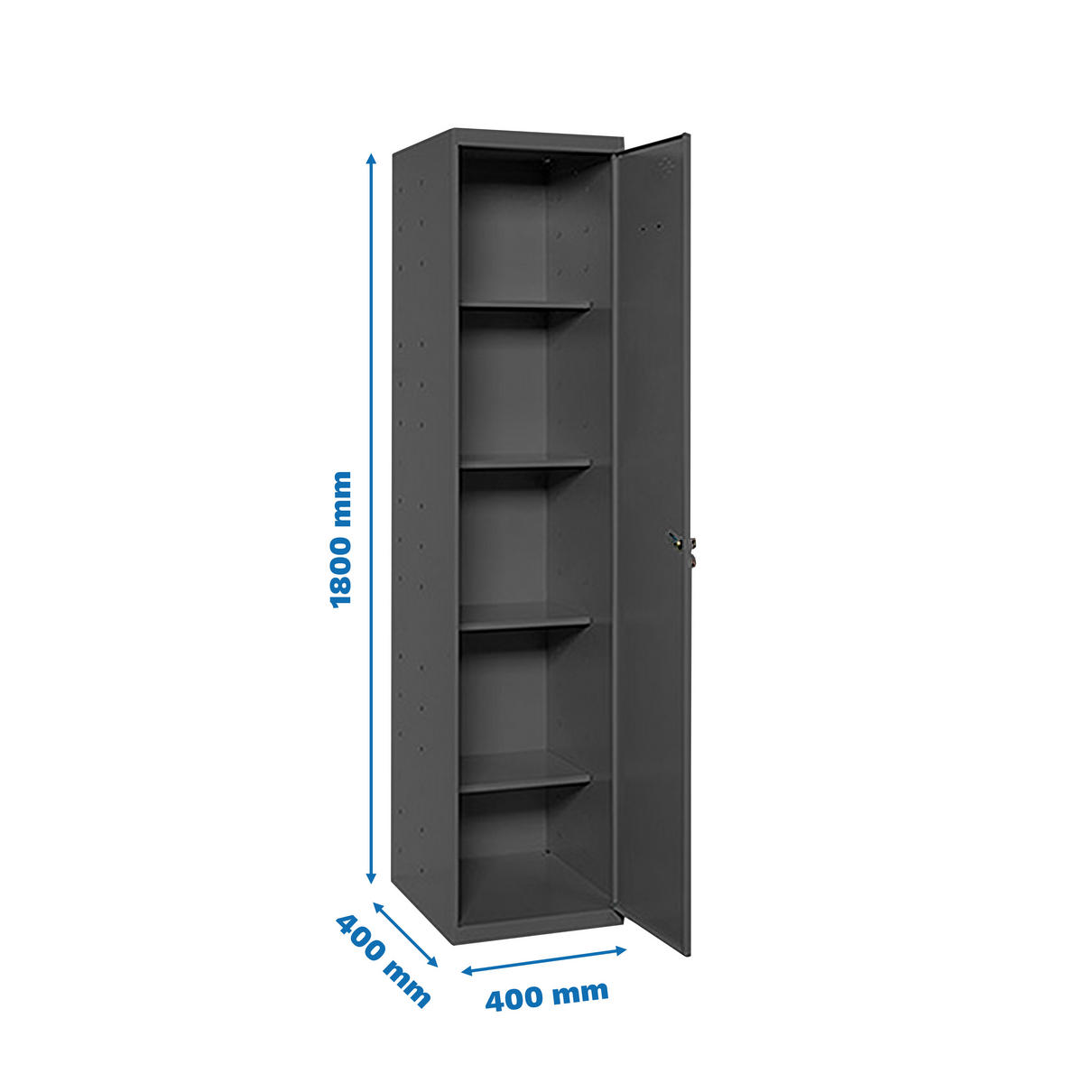 PUTZMITTELSCHRANK Amego HxBxT 180x40x40 cm 4x Fachboden Anthrazit-Anthrazit - Anthrazit, Metall (40/180/40cm) - PROREGAL
