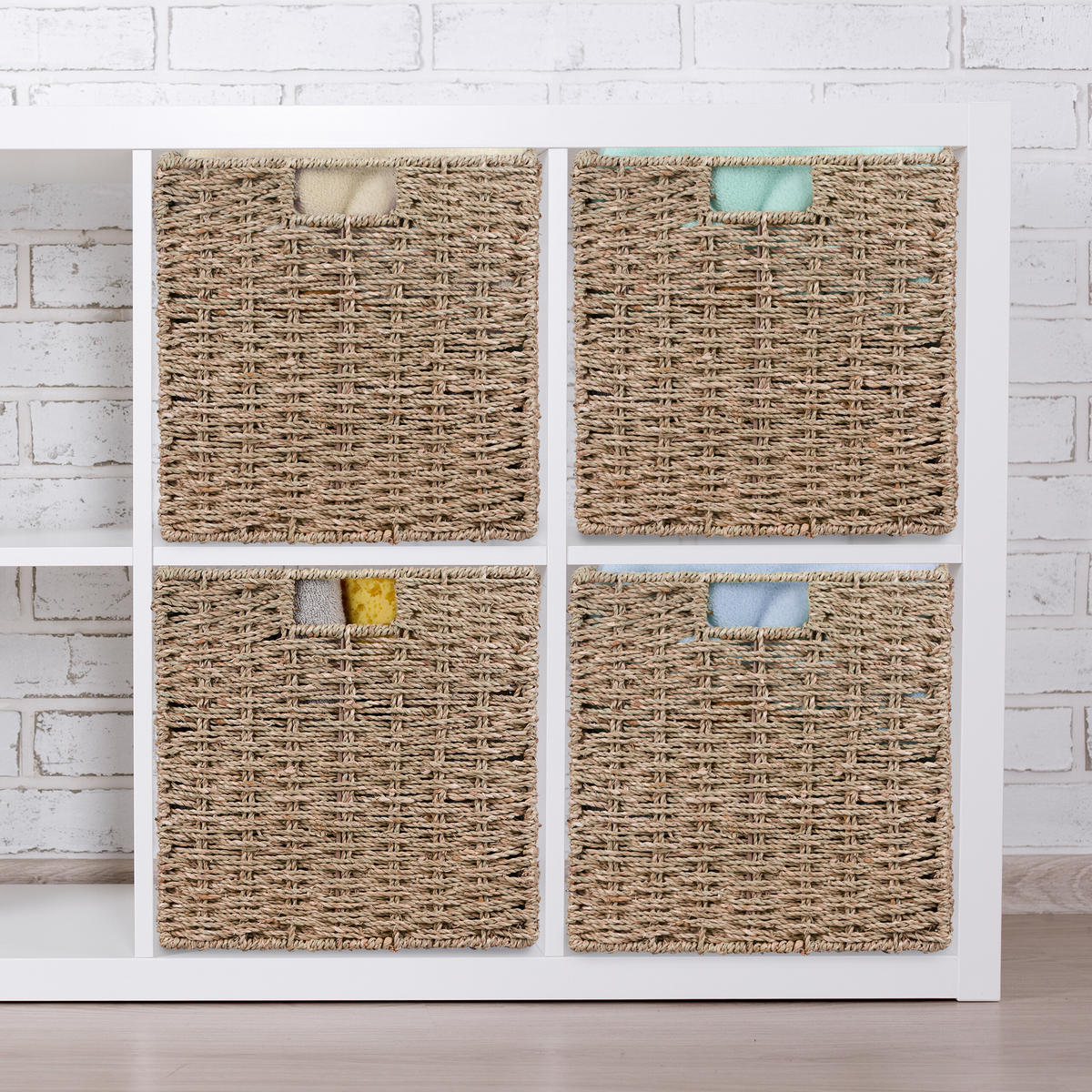 SADA úložných košů - světle hnědá, textil (30/30cm) - Relaxdays