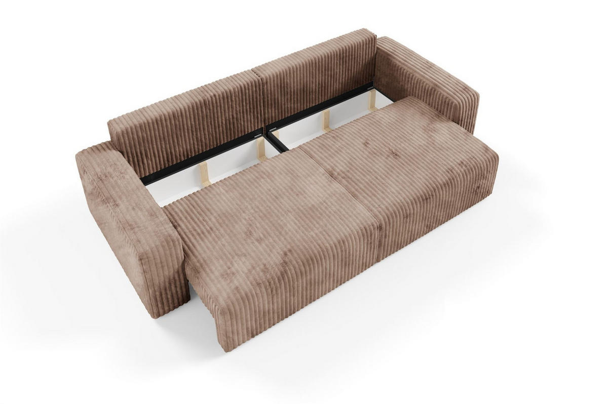 SCHLAFSOFA Natalia - Beige, Holzwerkstoff/Textil (252/85/105cm) - Fun Möbel