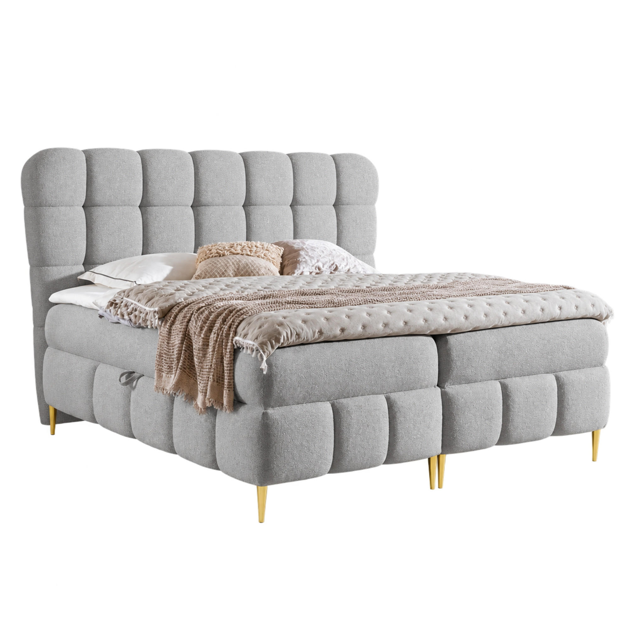 BOXBETT mit Stauraum in 120x200 cm in Hellgrau - Hellgrau, Textil (120/200cm) - Home Collective