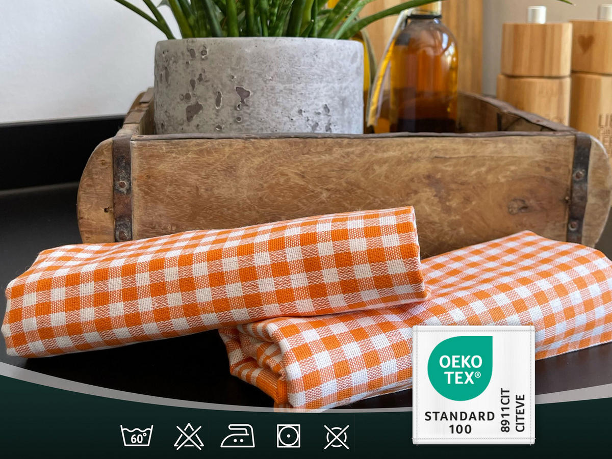 GESCHIRRTÜCHER, 5er-Set, 50x70 cm, 100% Baumwolle, Orange - Orange, Textil (50/70cm) - Zollner