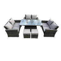 GARTENSET Polyrattan Dunkelgrau 8-Sitzer - Dunkelgrau, Metall - Fimous