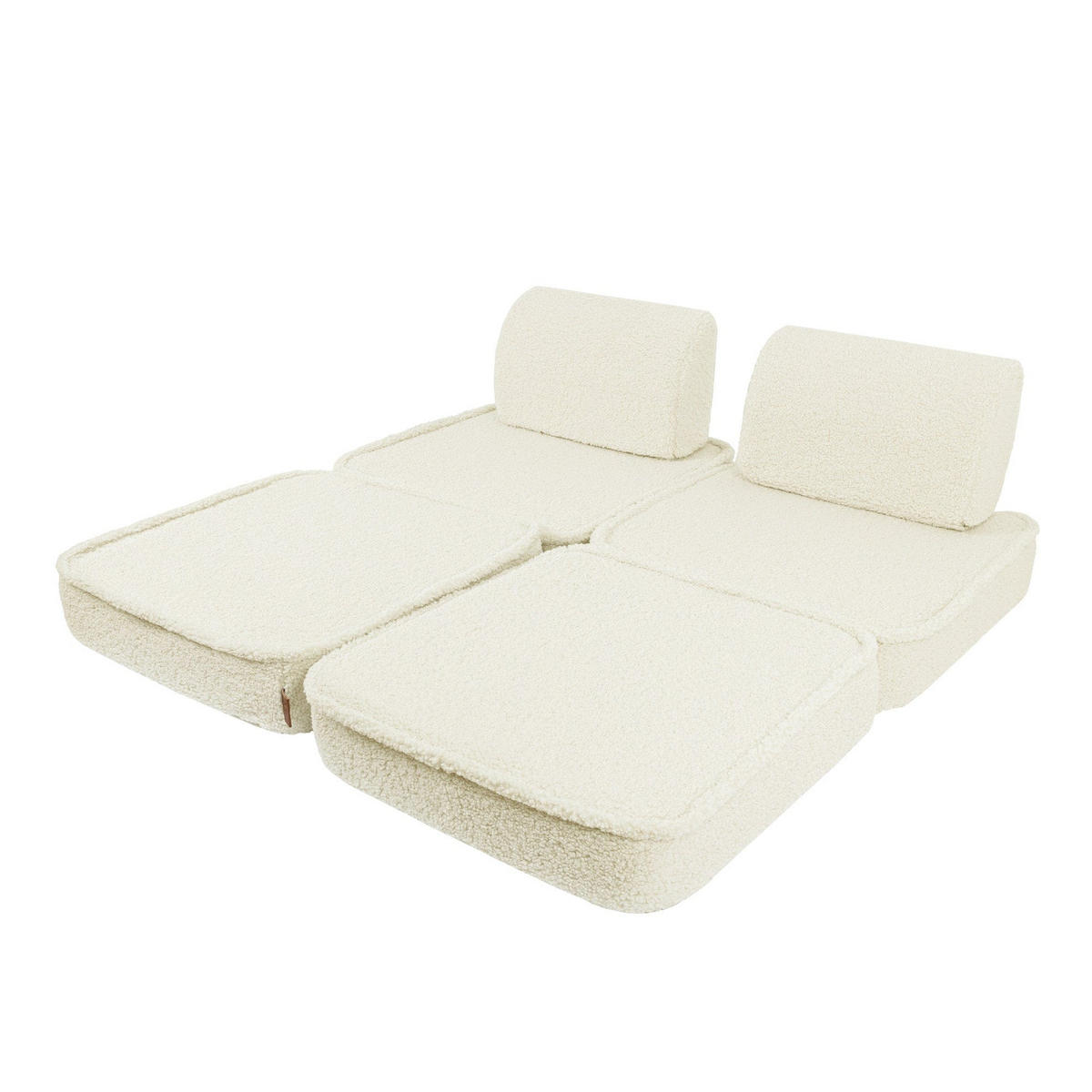 KINDERSOFA Pocket Basic modular 4-tlg. aus Teddystoff in Creme - Creme, Textil (120/25/60cm) - MeowBaby