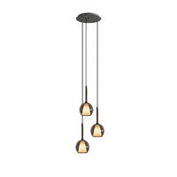 GALERIELEUCHTE Belluna 3-flammig Rauch Ø 14cm - Anthrazit, Glas (14/14/35cm) - s.luce