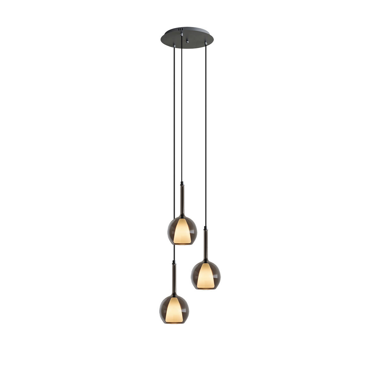 GALERIELEUCHTE Belluna 3-flammig Rauch Ø 14cm - Anthrazit, Glas (14/14/35cm) - s.luce