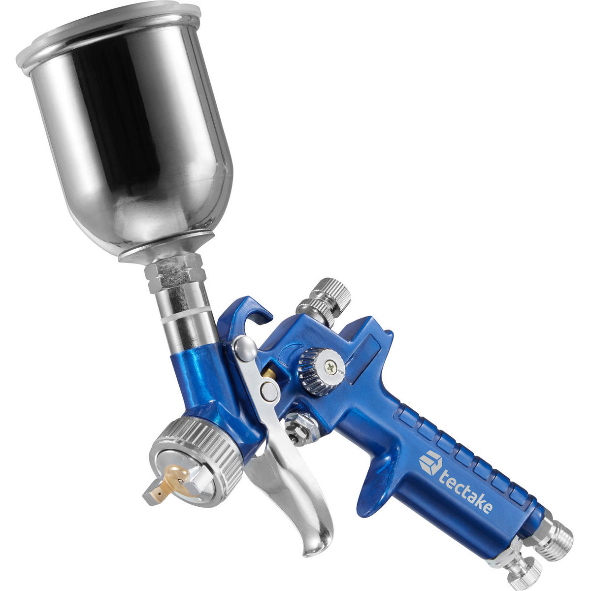 LACKIERPISTOLEN-SET Hvlp, inklusive Aluminiumkoffer,blau - Blau, Metall (46.5/43.5/13cm) - tectake