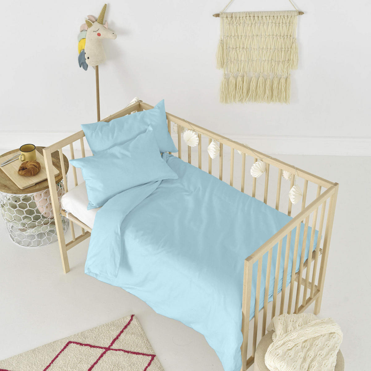 BETTBEZUG 2er-Set teiliges basic 115x145 cm (kinderbett) blau - Blau, Textil (115/145cm) - Happy Friday