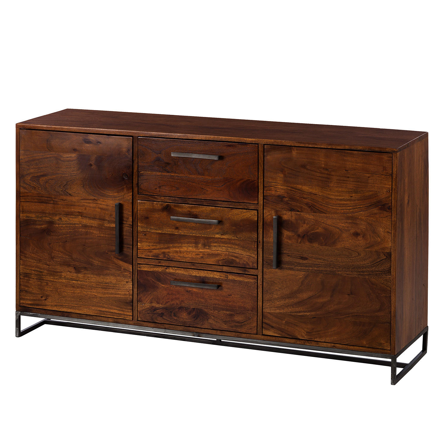 SIDEBOARD - Akazie massiv / Eisen, Typ A - Akaziefarben, Holz (145/80/40cm) - home24