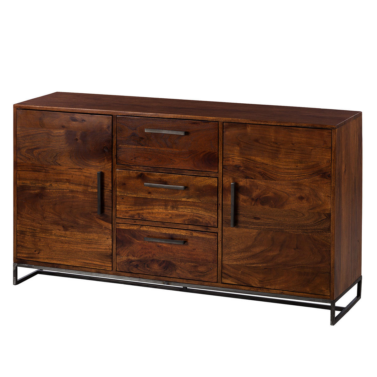 SIDEBOARD - Akazie massiv / Eisen, Typ A - Akaziefarben, Holz (145/80/40cm) - home24