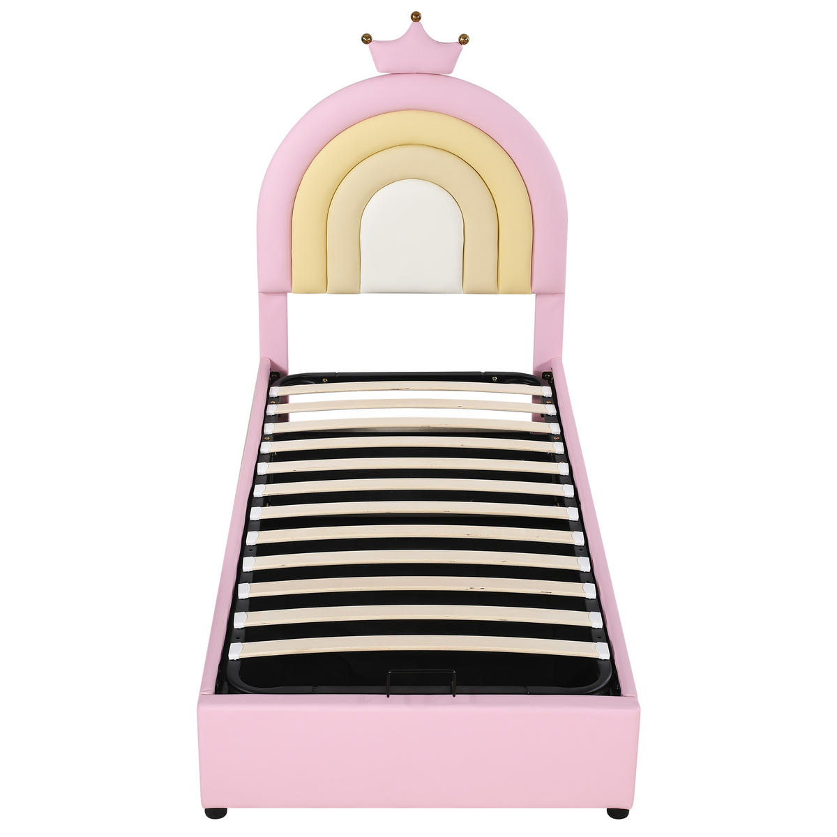 POLSTERBETT 90/200 cm Rosa mit höhenverstellbarem Kopfteil und Lattenrost - Rosa, Kunststoff (90/200cm) - OKWISH