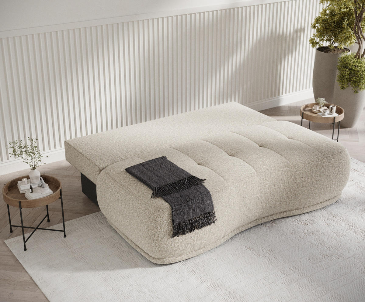 SCHLAFSOFA Cirrus Beige Plüschstoff - Beige/Schwarz, Holz/Holzwerkstoff (206/95/105cm) - Maison de Reve
