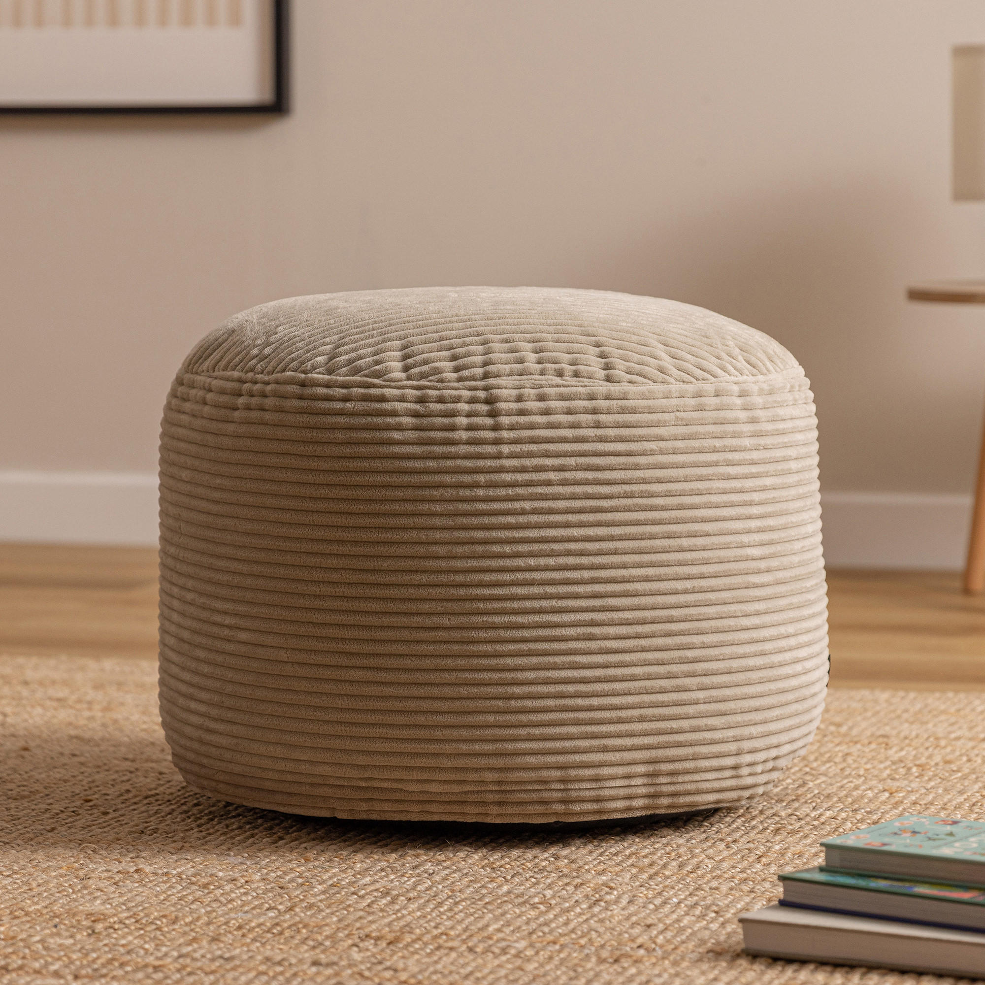 SITZPOUF Rund Milano - Beige, Textil (55/35/55cm) - icon