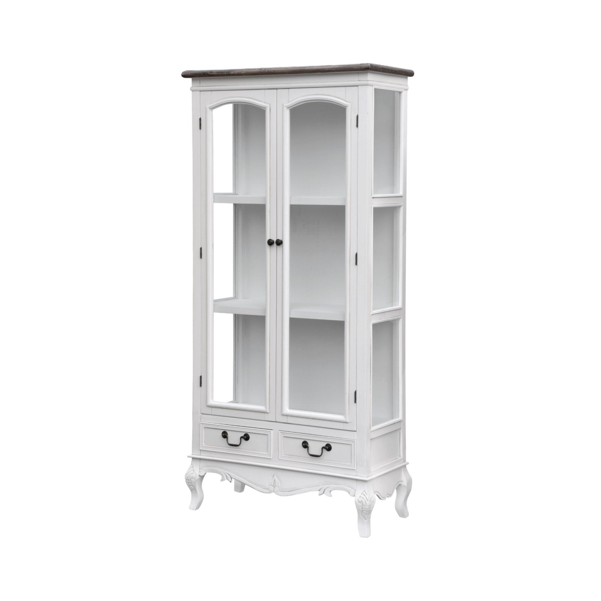 VITRINE RIMINI WHITE Weiß 76x35x156 cm - Weiß, Holz (76/156/35cm) - FURNLUX