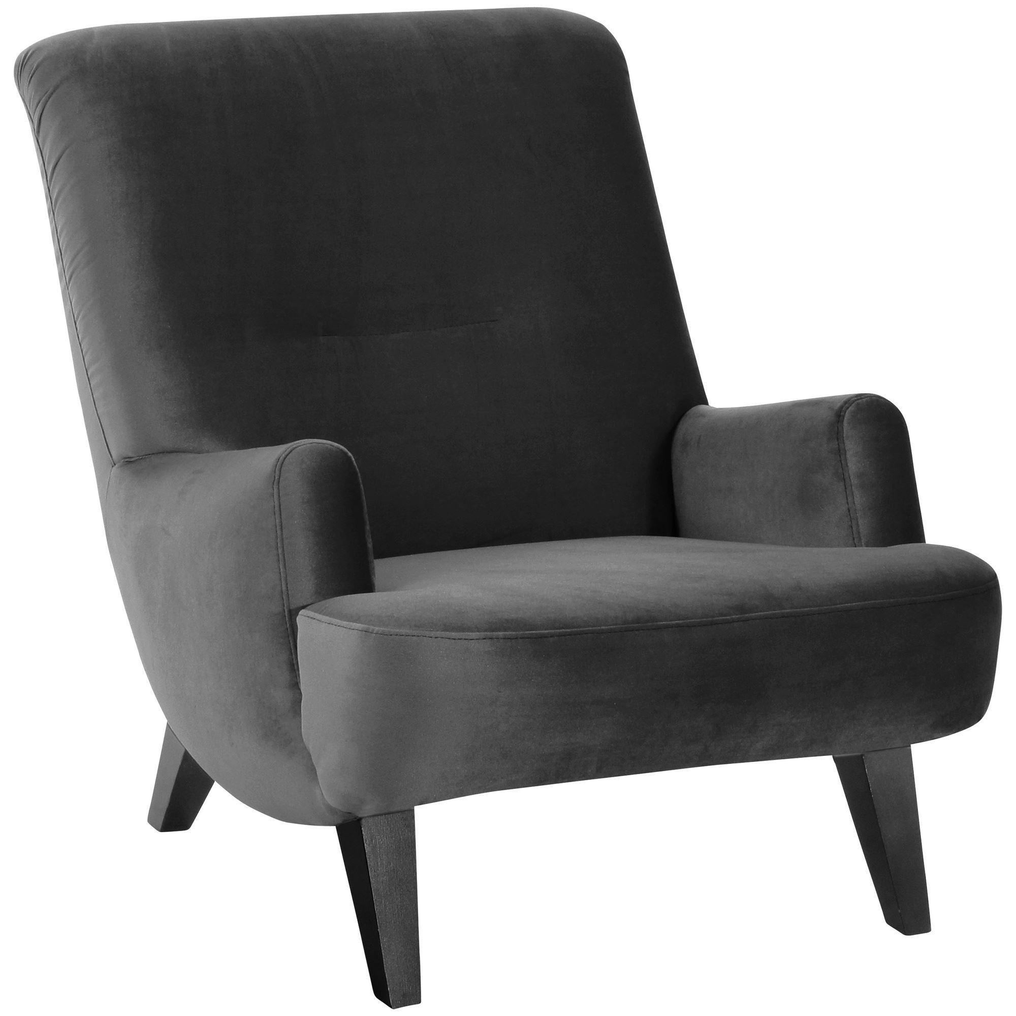 SESSEL Kajsa 71x80x101 Bezug Samtvelours Buche schwarz/anthrazit - Anthrazit/Schwarz, Kunststoff (101/80/71cm) - 58aufmkessel