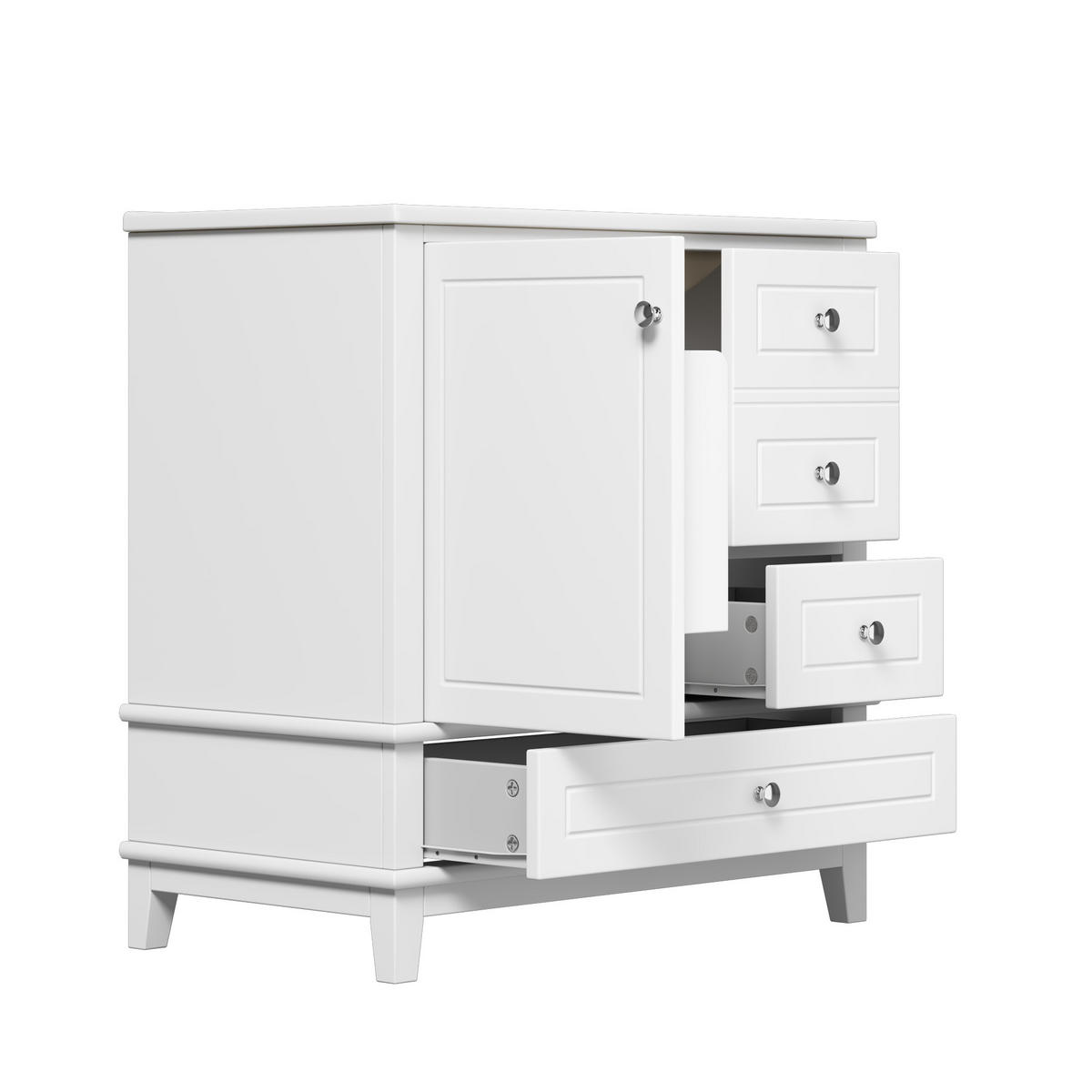 BADEZIMMERSCHRANK Weiß Lackiert 3 Schubladen Tür Stauraum 81cm - Weiß, Keramik (81/86/47cm) - FLIEKS