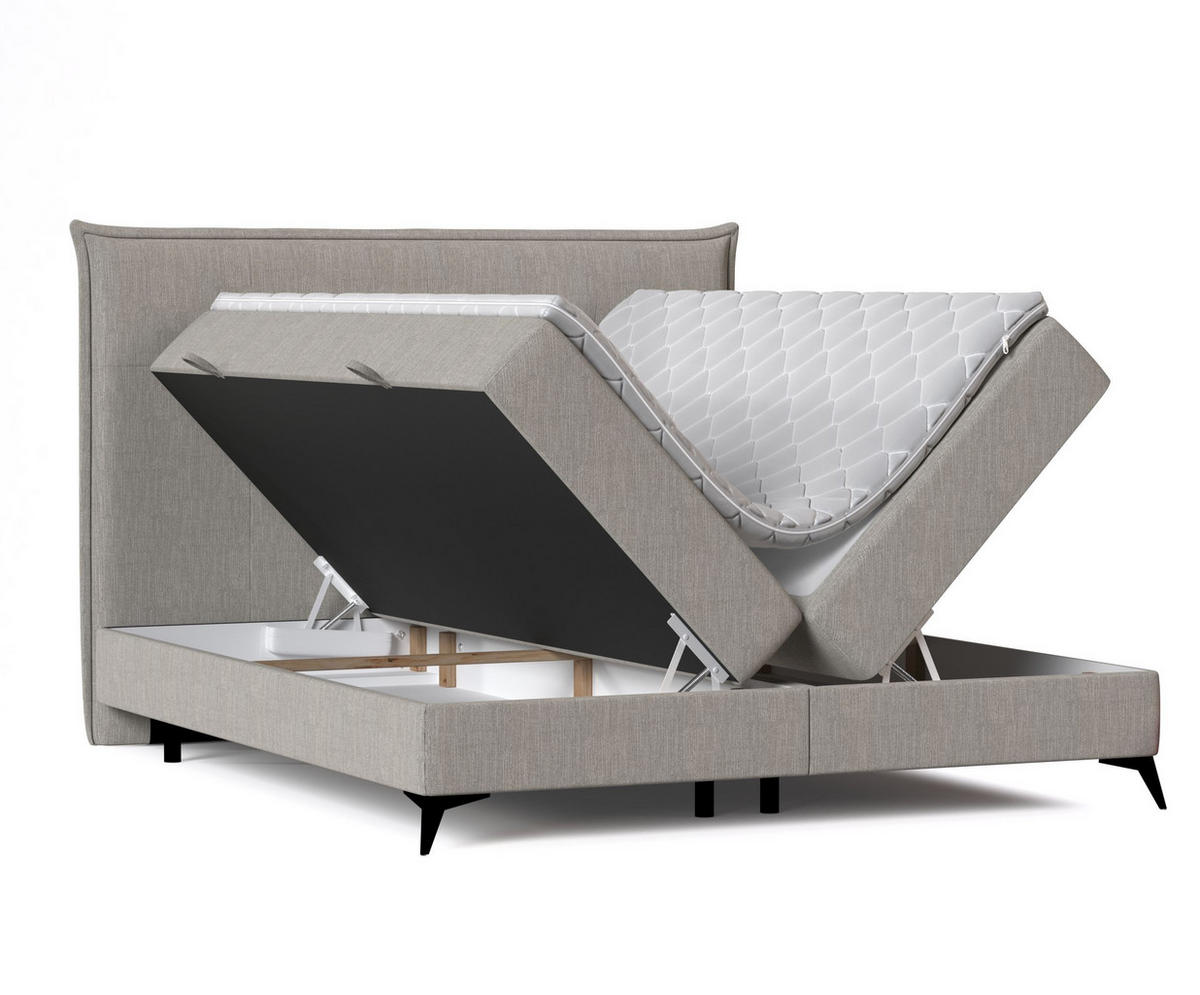 BOXBETT Menzzo Brown 200/200 cm mit Matratze und Topper - Schwarz/Braun, Holz/Holzwerkstoff (160/200cm) - Maison de Reve